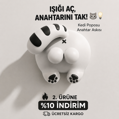 Şapşal Kedi Poposu Dekoratif Işık Anahtarı Süsü