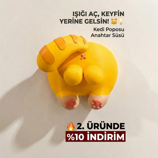 Şapşal Kedi Poposu Dekoratif Işık Anahtarı Süsü