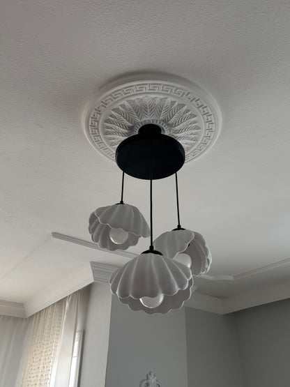 3’lü İnci İstiridye Kabuğu Sarkıt Avize