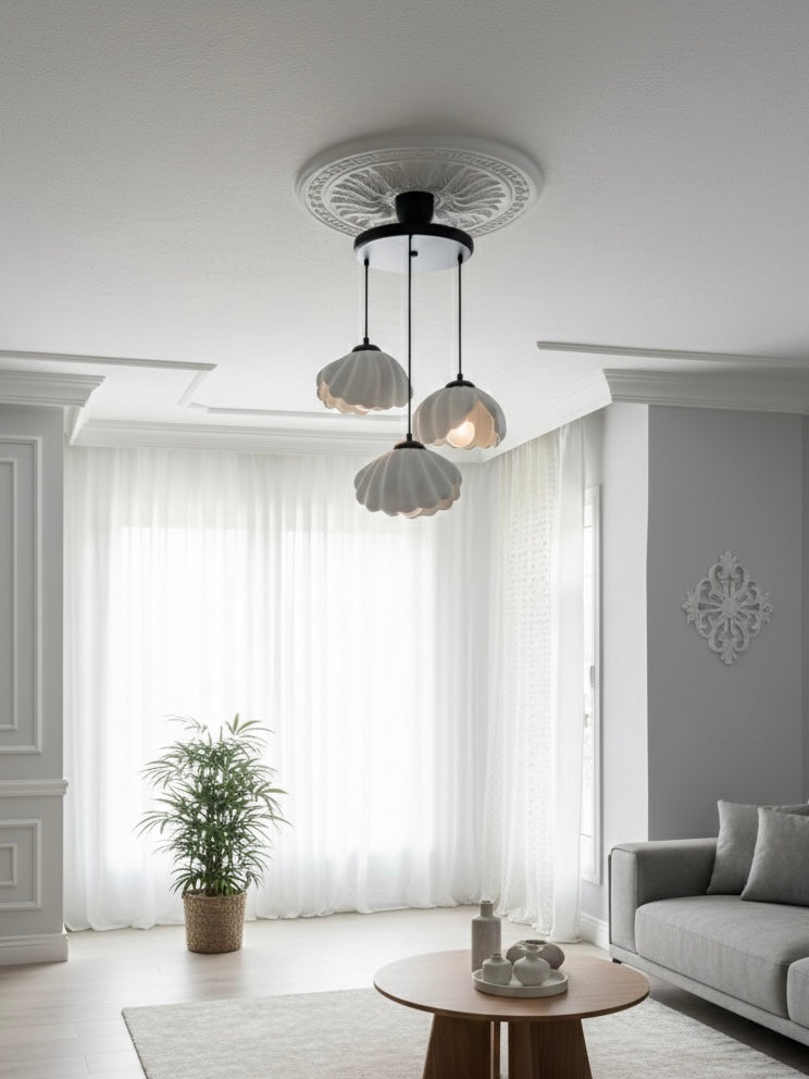 3’lü İnci İstiridye Kabuğu Sarkıt Avize