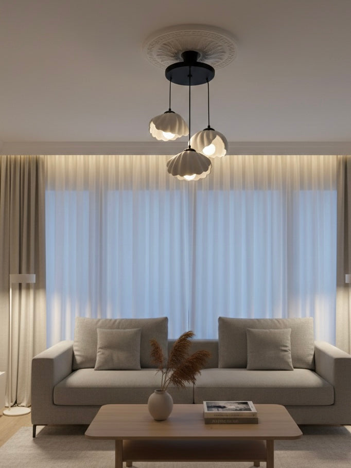 3’lü İnci İstiridye Kabuğu Sarkıt Avize