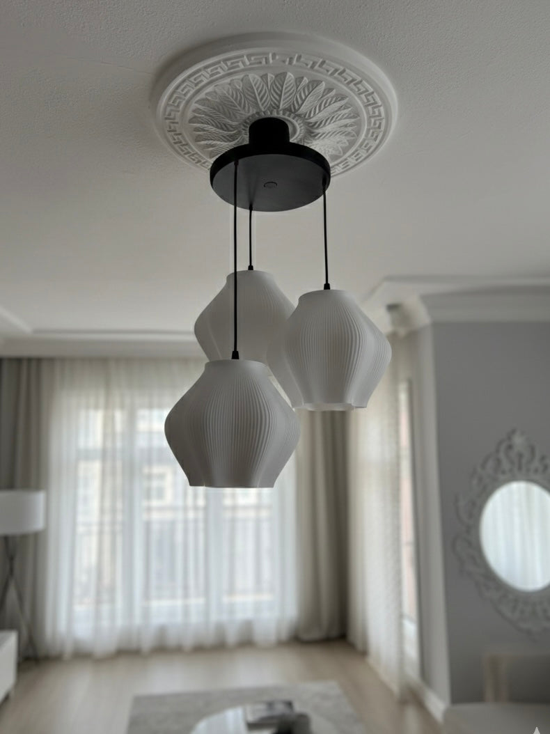 Modern 3’lü Sarkıt Avize Çiçek FormU