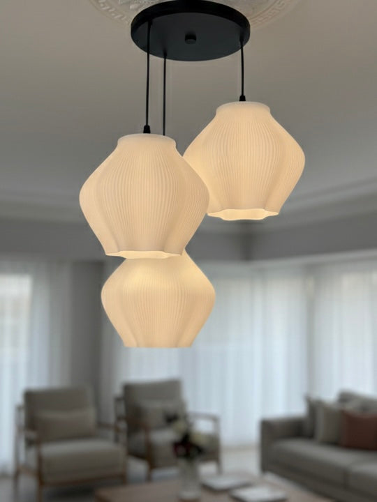 Modern 3’lü Sarkıt Avize Çiçek FormU