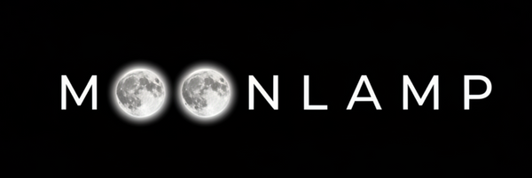 Minimalist logo design for a brand named “MOONLAMP”. Clean, modern typography. Replace the two letter “O”s with two full moon icons placed side by side, resembling realistic full moons. Simple, elegant, and premium feel. Flat design, high contrast, no gradients. Black background with soft white moon glow. No extra symbols, no text effects, no shadows. Centered composition, professional brand logo.